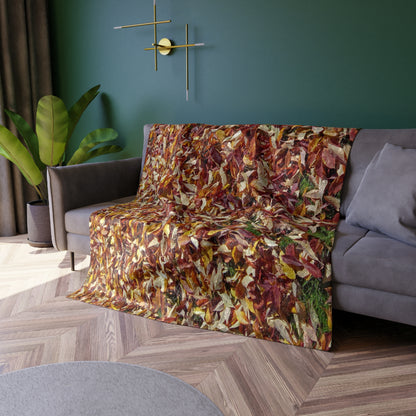 Autumn Leaves Shiny Crushed Velvet Blanket