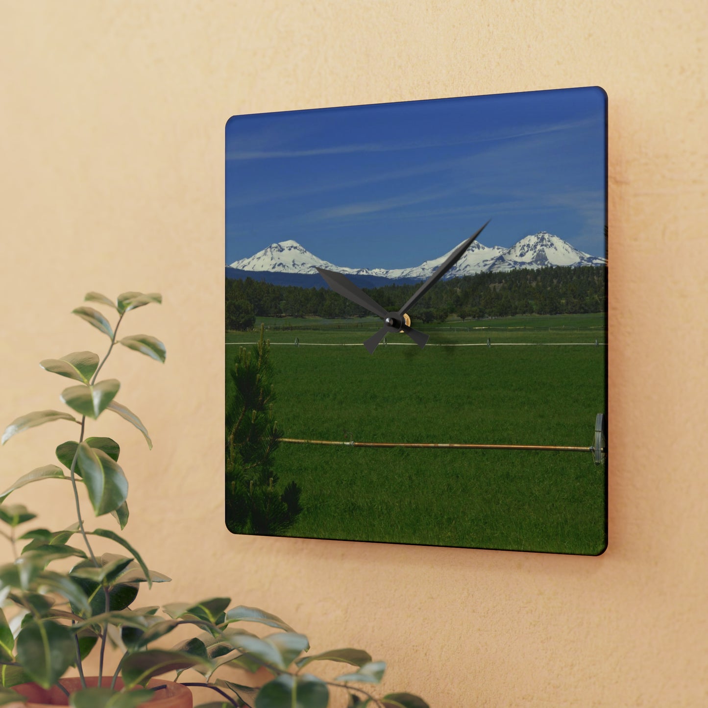 Mountain Pasture Acrylic Wall Clock