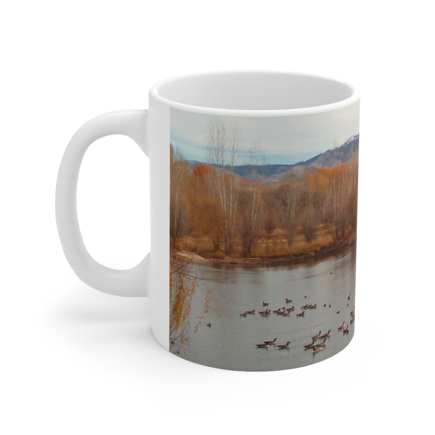 Autumn Pond with Geese Ceramic Mug 11oz