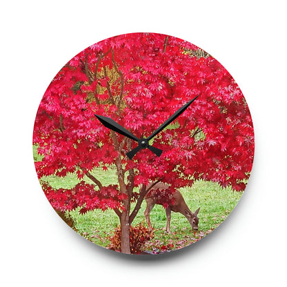Autumn Deer Acrylic Wall Clock