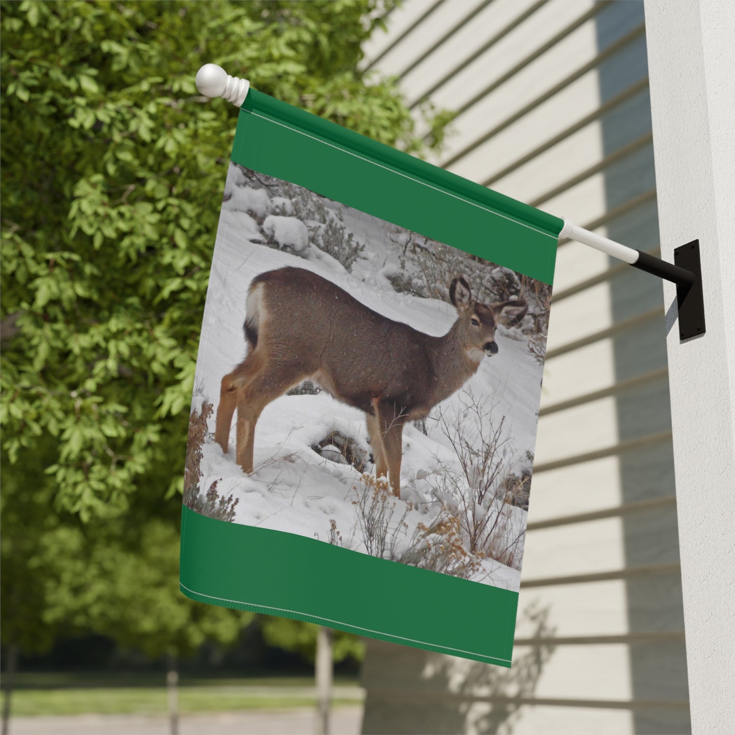 Snowy Deer Garden & House Banner