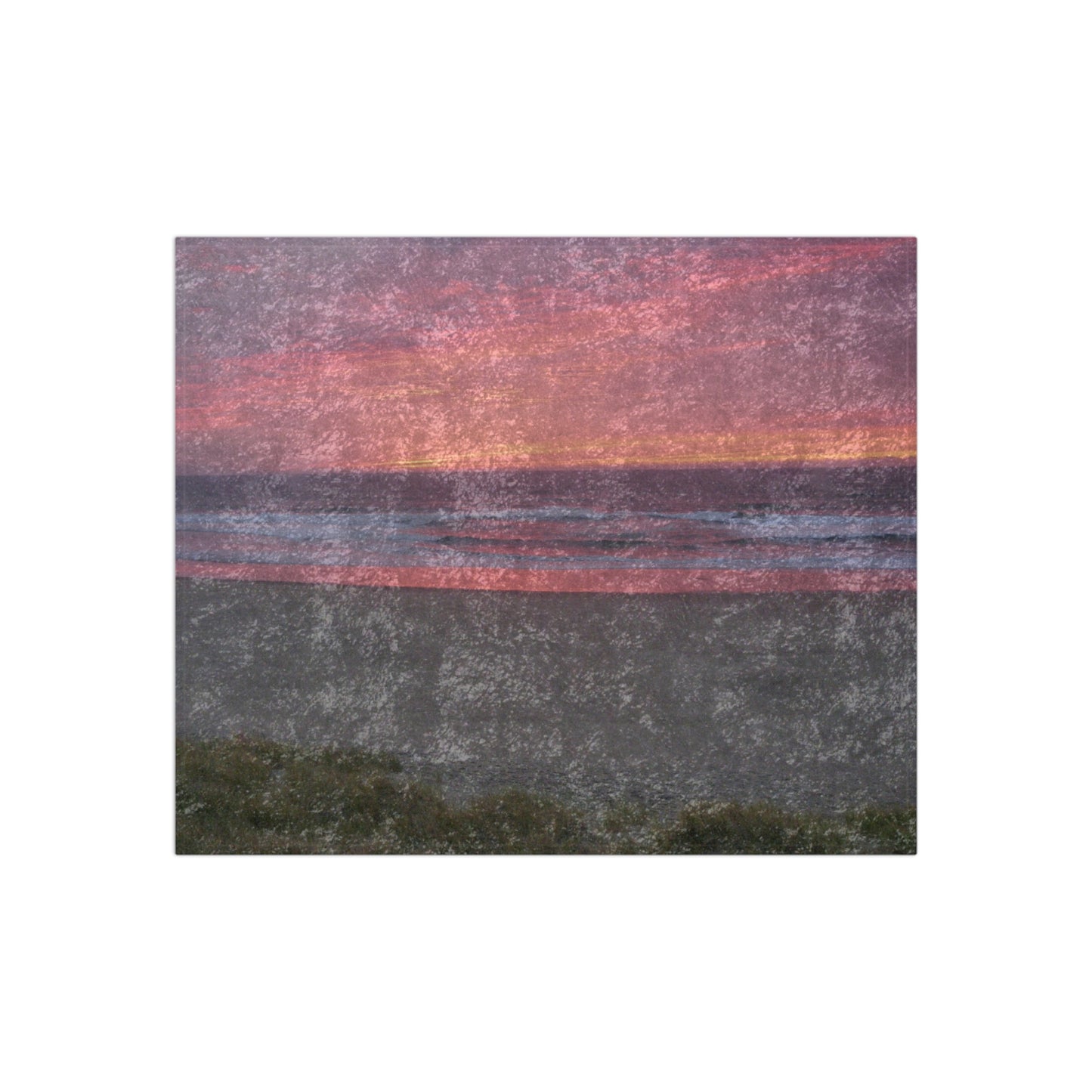 Pink Ocean Sunset Crushed Velvet Blanket