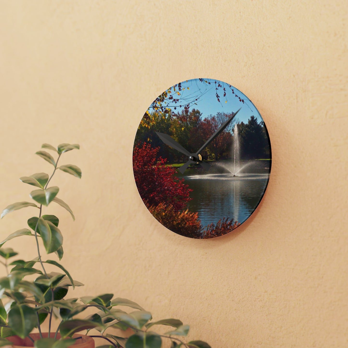 Autumn Fountain Acrylic Wall Clock