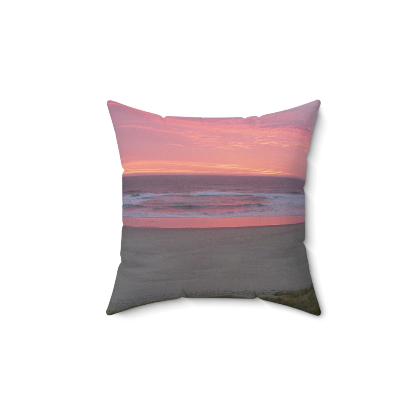 Pink Ocean Sunset Spun Polyester Square Pillow