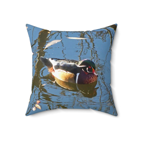 Reflections Wood Duck Spun Polyester Square Pillow