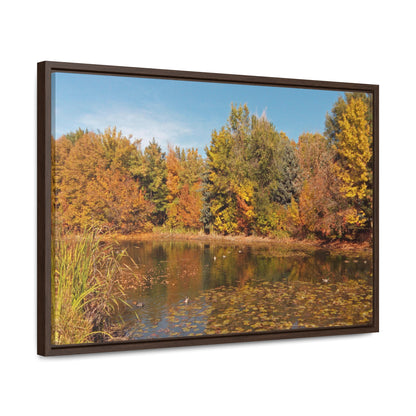 Autumn Duck Pond Gallery Canvas Wraps Framed
