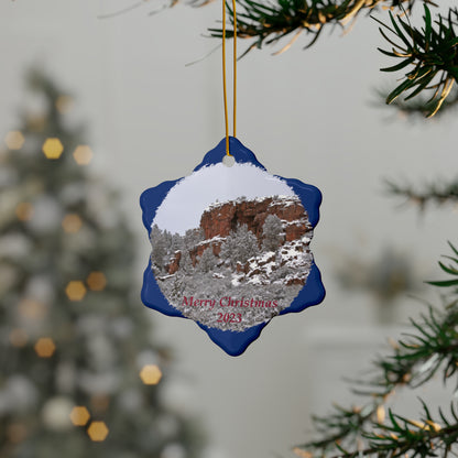 Winter Cliff Merry Christmas 2023 Ceramic Ornaments