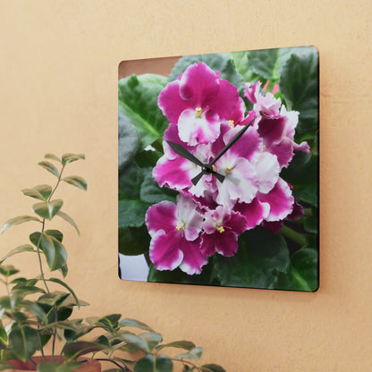 African Violet Acrylic Wall Clock
