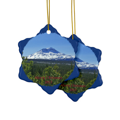 Winter South Sister Merry Christmas 2023 Ceramic Ornaments