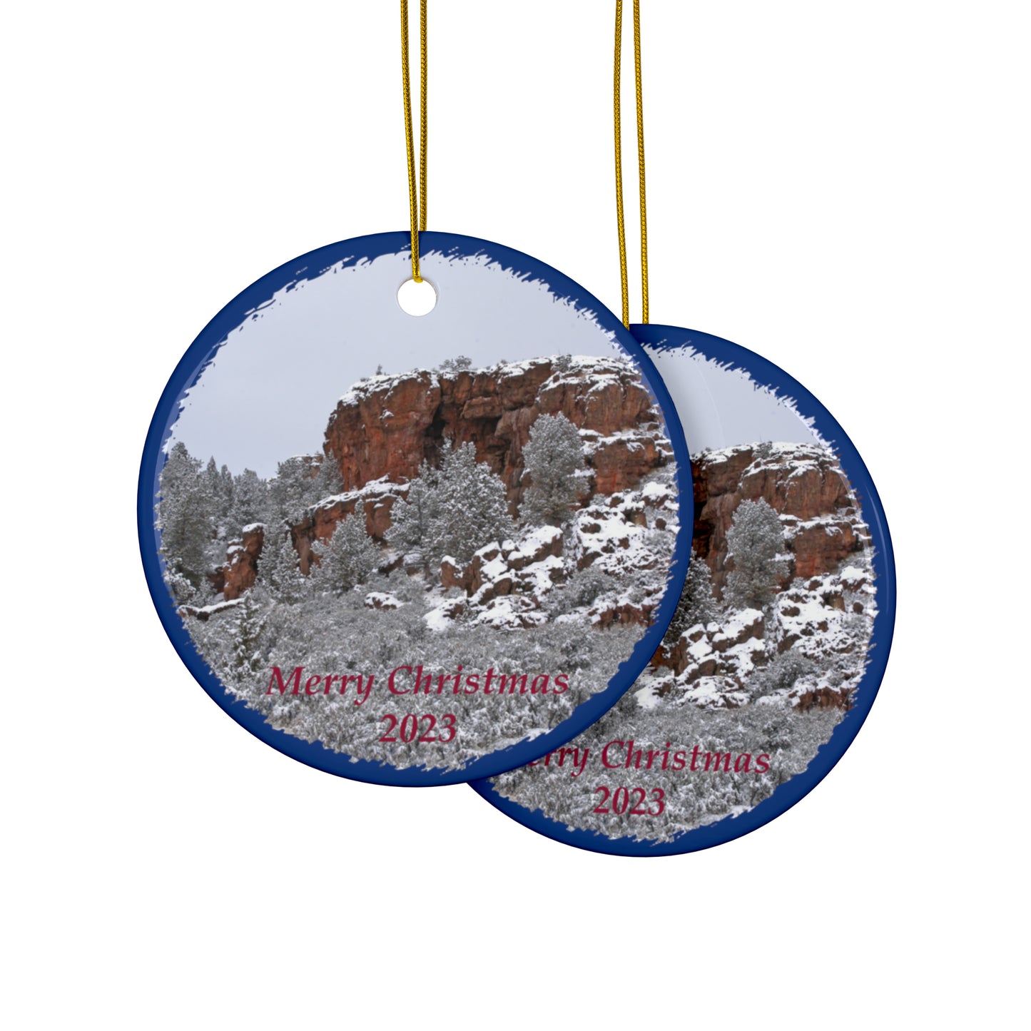 Winter Cliff Merry Christmas 2023 Ceramic Ornaments