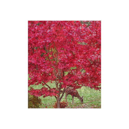 Autumn Deer Shiny Crushed Velvet Blanket