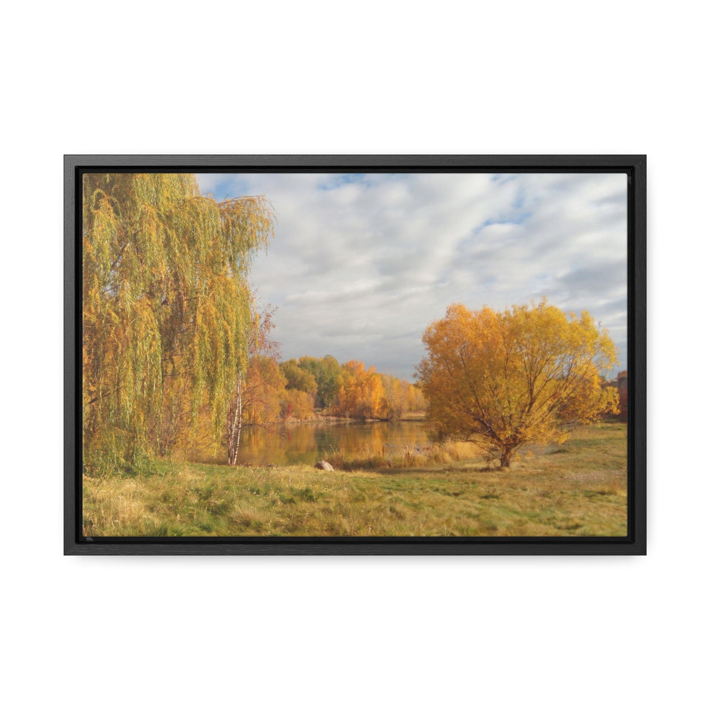 Golden Autumn Pond Gallery Canvas Wraps Framed
