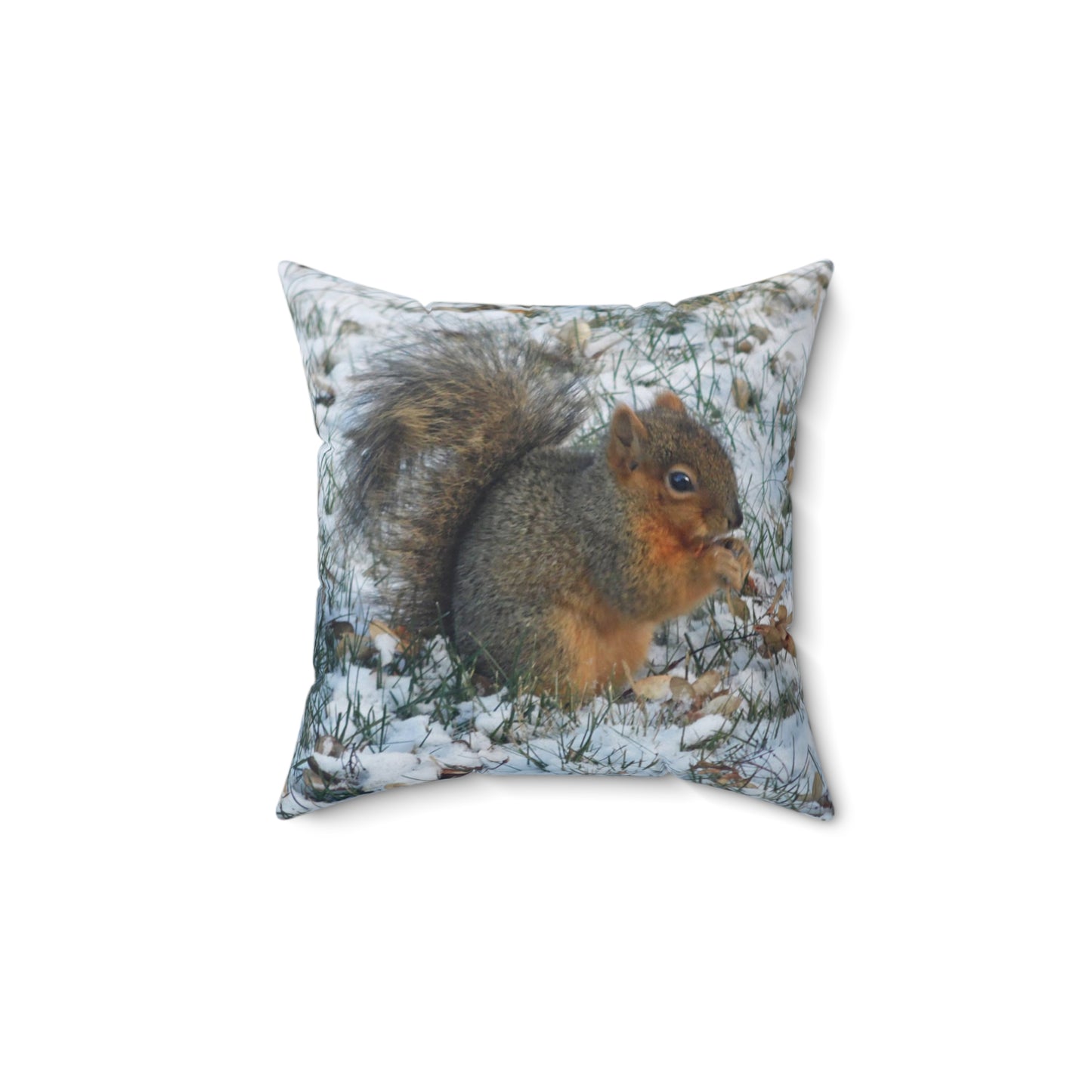 Winter Squirrel Spun Polyester Square Pillow