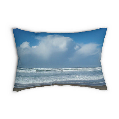Blue Sky Beach Spun Polyester Lumbar Pillow