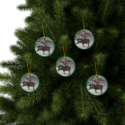 Winter Deer Merry Christmas 2023 Ceramic Ornaments