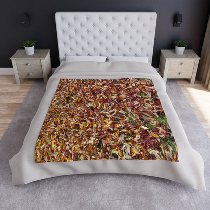 Autumn Leaves Shiny Crushed Velvet Blanket