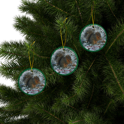 Winter Squirrel Merry Christmas 2023 Ceramic Ornaments