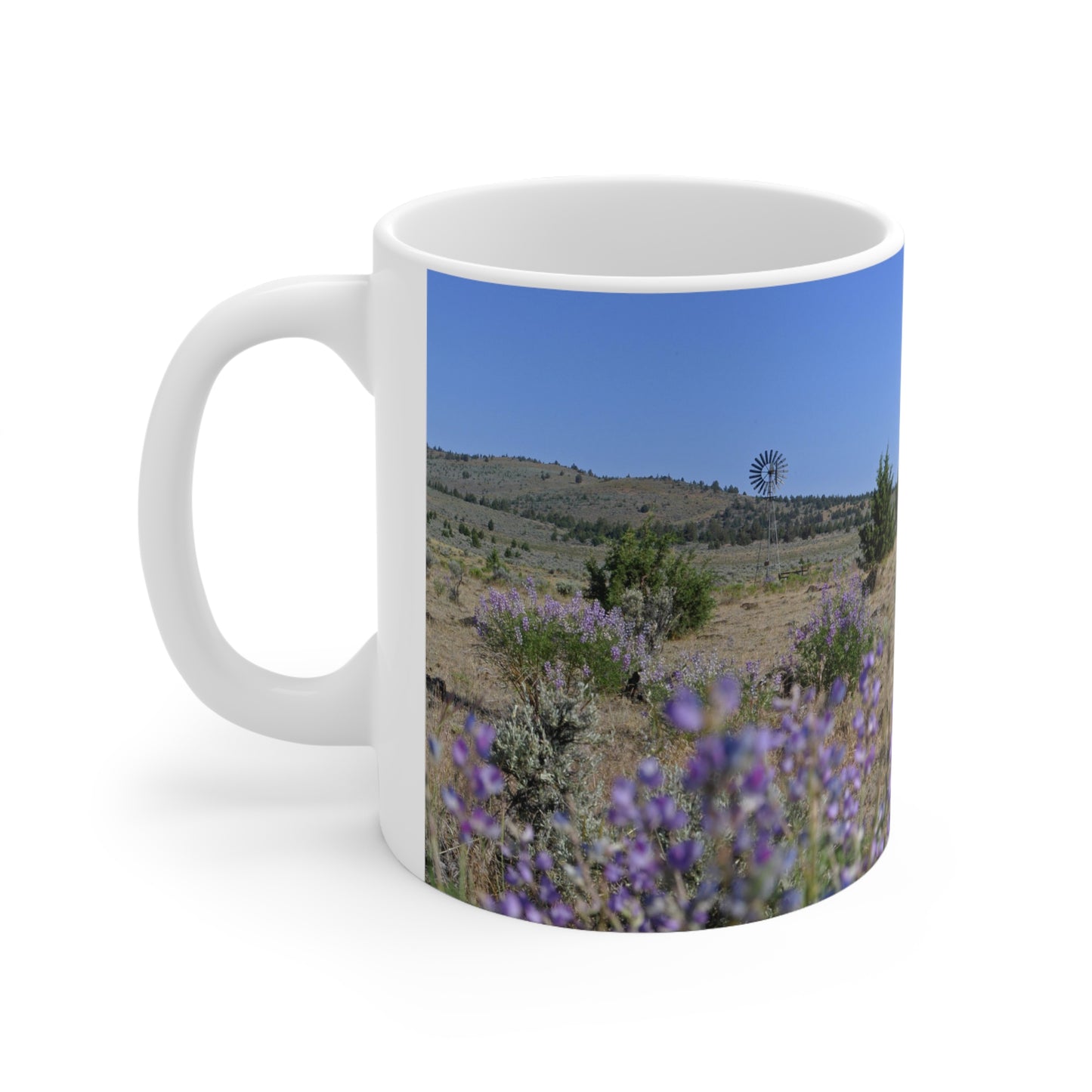 High Desert Lupine & Windmill Ceramic Mug 11oz
