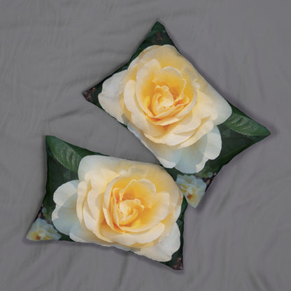 Cream Rose Spun Polyester Lumbar Pillow