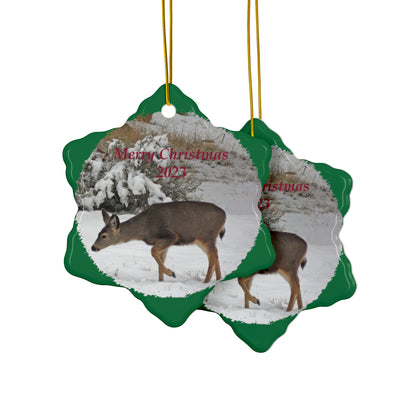 Winter Deer Merry Christmas 2023 Ceramic Ornaments