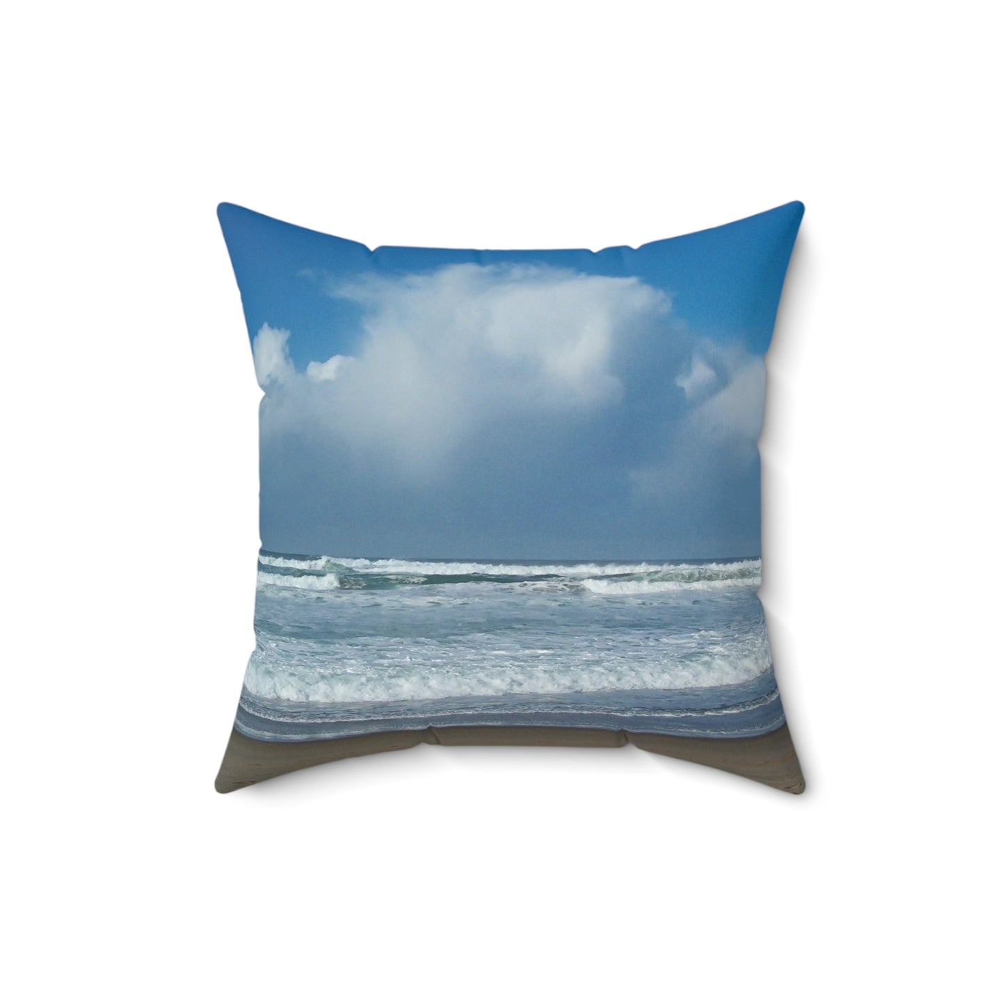 Blue Sky Beach Spun Polyester Square Pillow