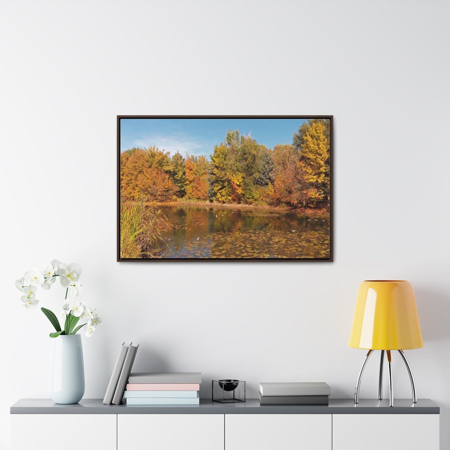 Autumn Duck Pond Gallery Canvas Wraps Framed