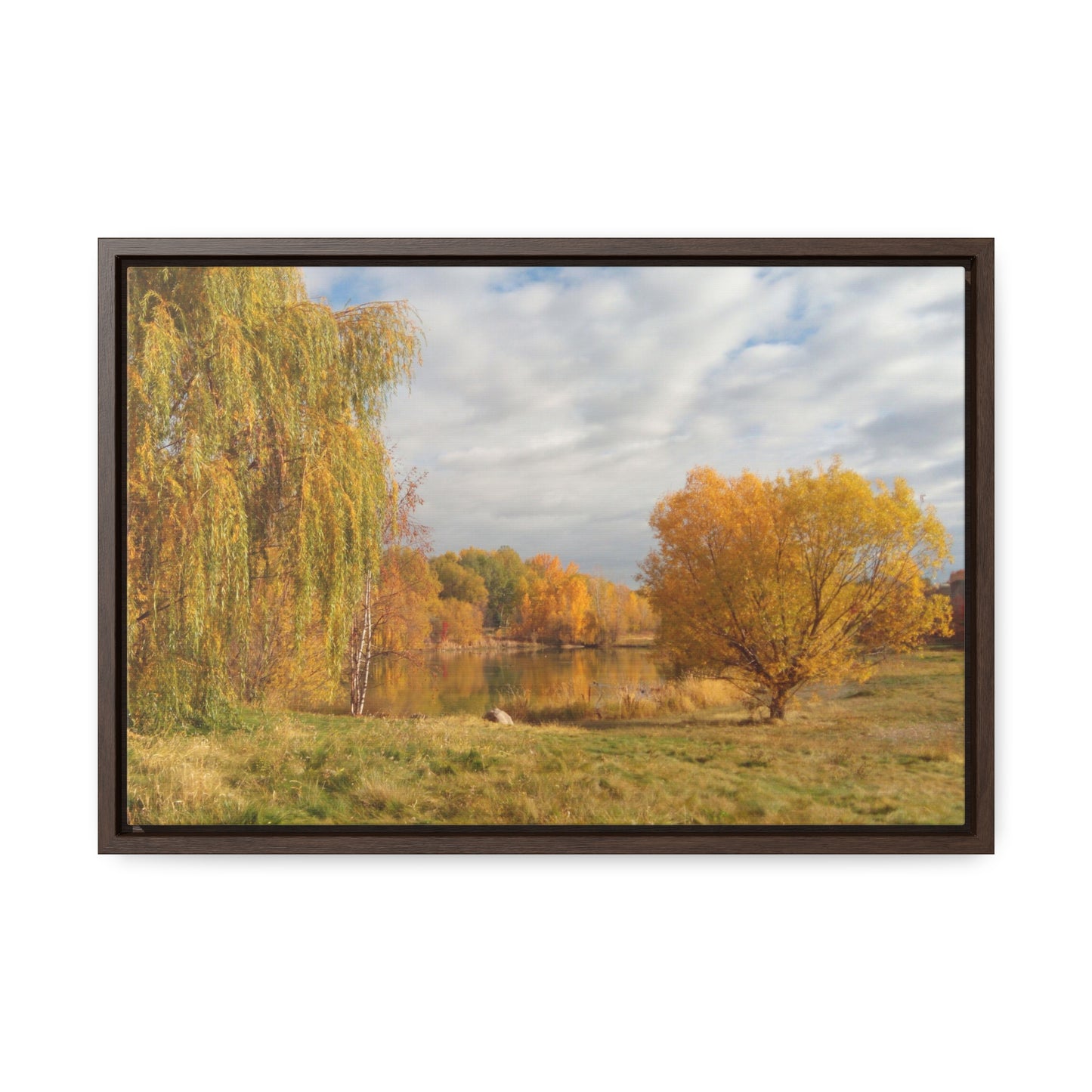 Golden Autumn Pond Gallery Canvas Wraps Framed