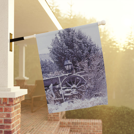 Vintage Winter Wagon Garden & House Banner