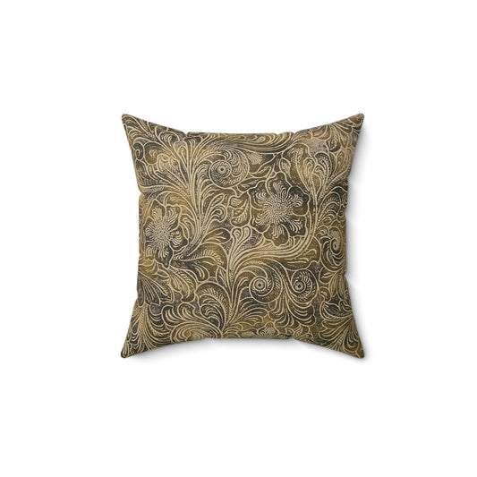 Western Leather Print Faux Suede Square Pillow