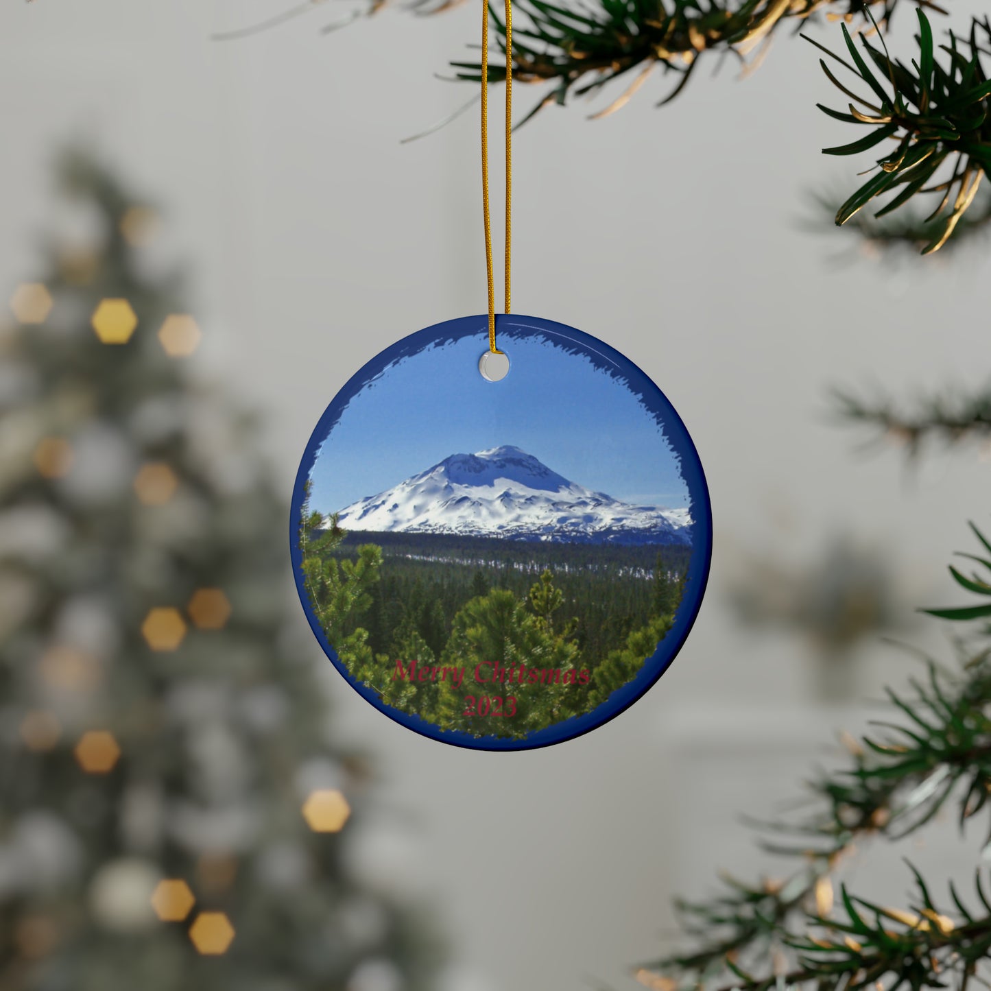 Winter South Sister Merry Christmas 2023 Ceramic Ornaments