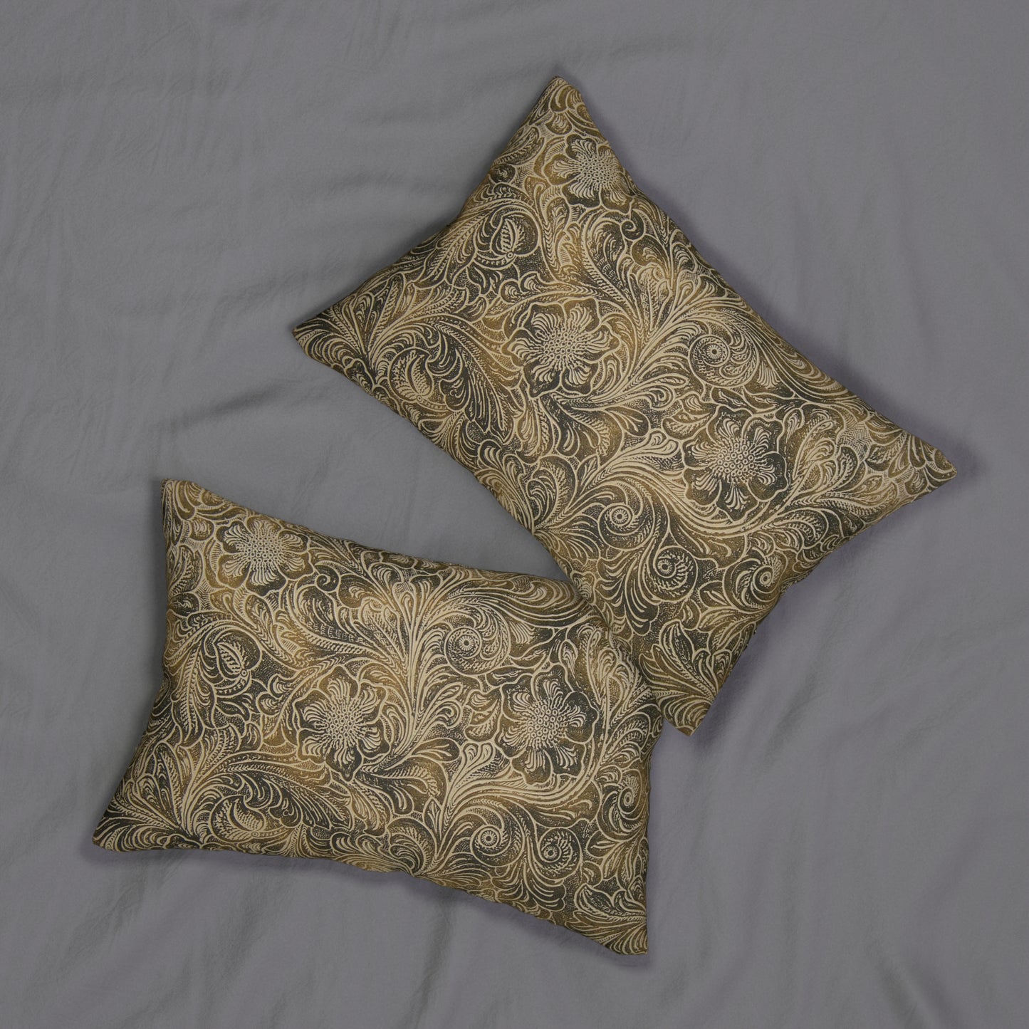 Western Leather Print Spun Polyester Lumbar Pillow