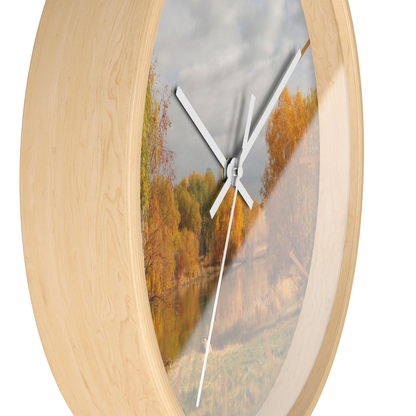 Golden Autumn Pond Wall Clock