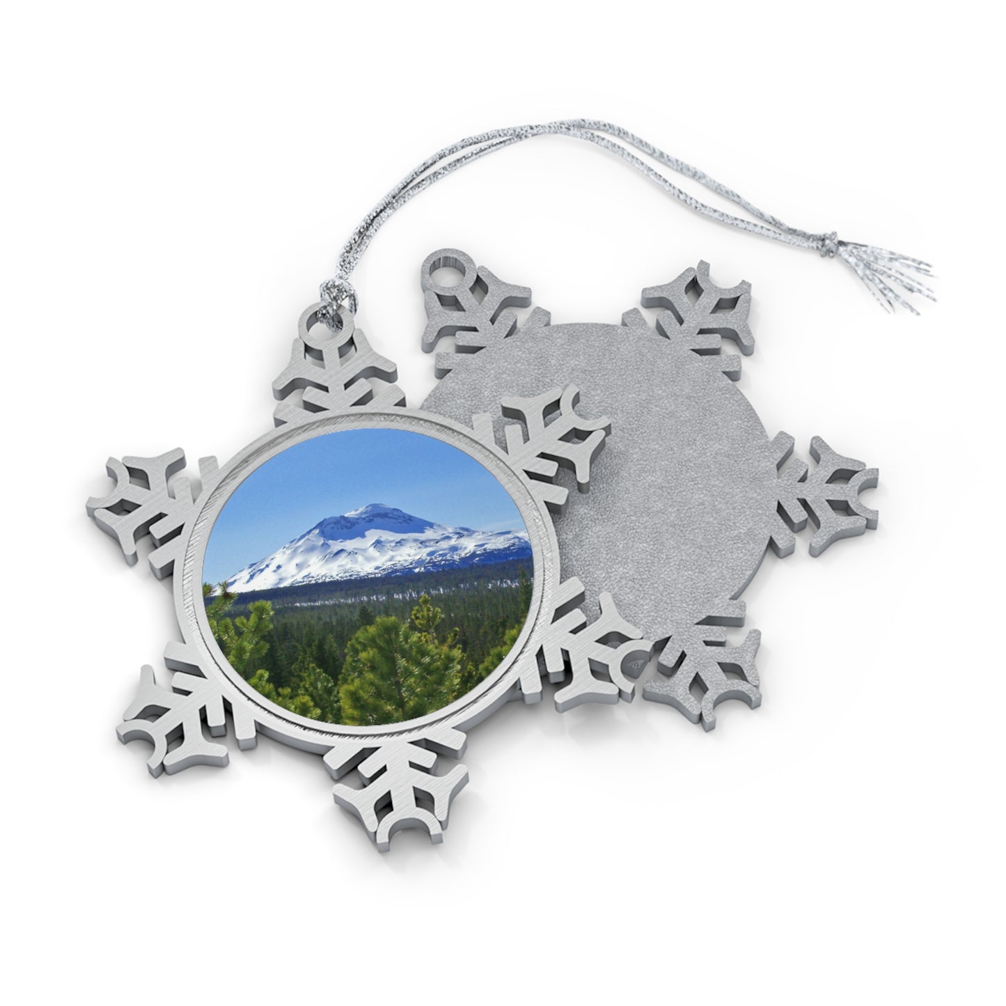 Winter South Sister Pewter Snowflake Ornament