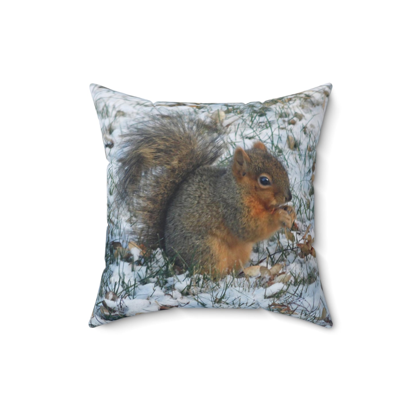 Winter Squirrel Spun Polyester Square Pillow