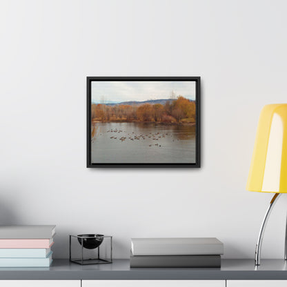 Autumn Pond with Geese Gallery Canvas Wraps Framed