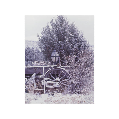 Vintage Winter Wagon Satin Posters