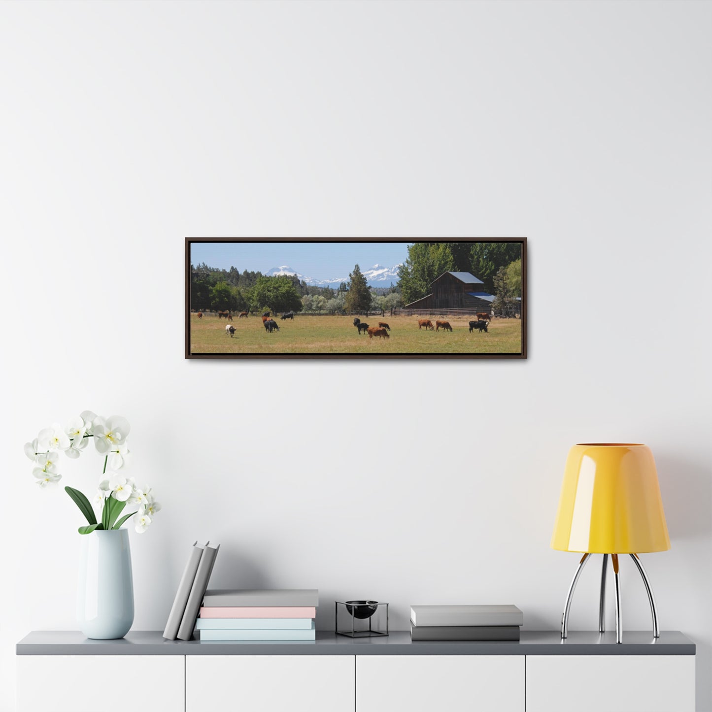 Picturesque Cattle Gallery Canvas Wrap Panoramic Framed