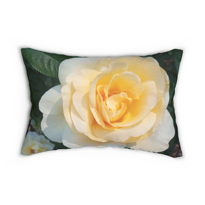 Cream Rose Spun Polyester Lumbar Pillow