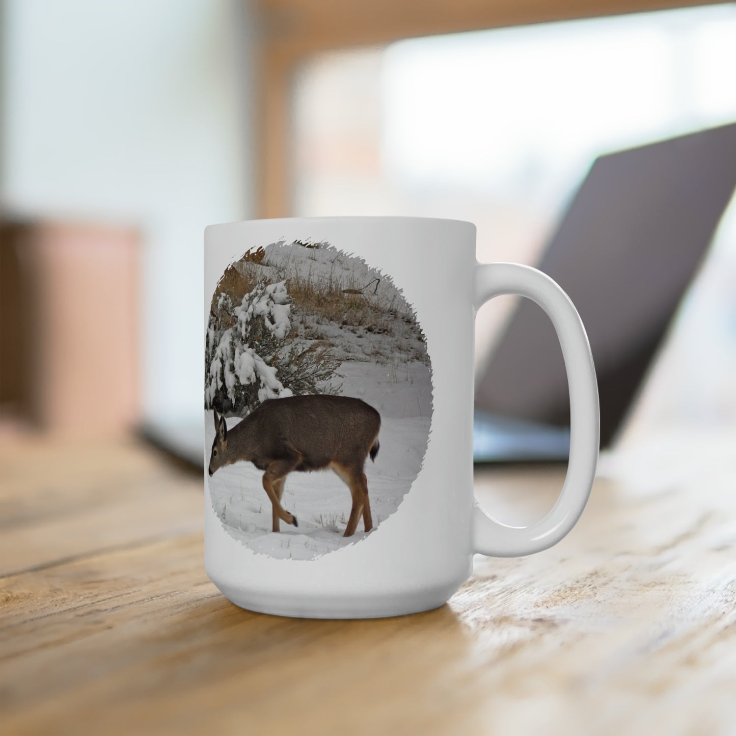 Winter Deer Ceramic Mug 15oz