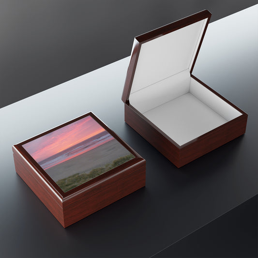 Pink Ocean Sunset Jewelry Box ~ 7.24"