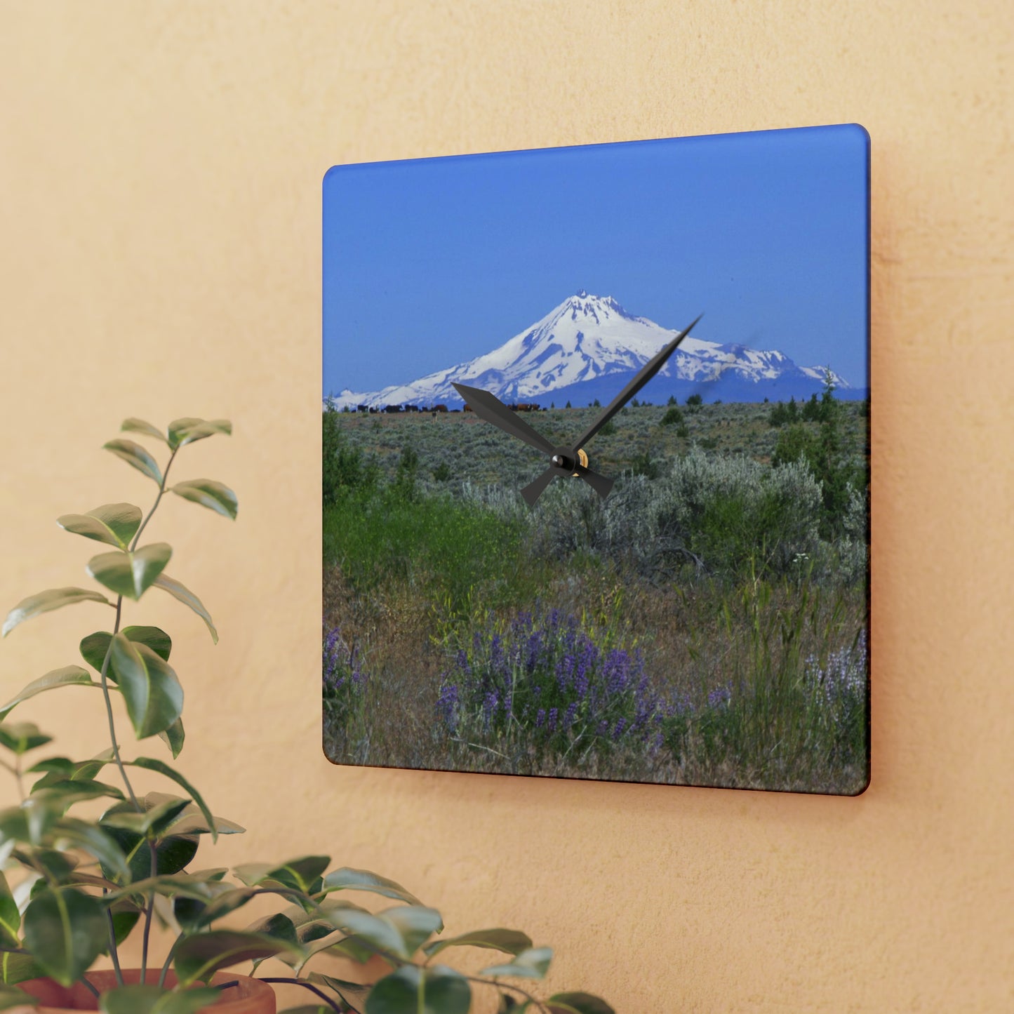 Lupine & Sage Mountain Acrylic Wall Clock