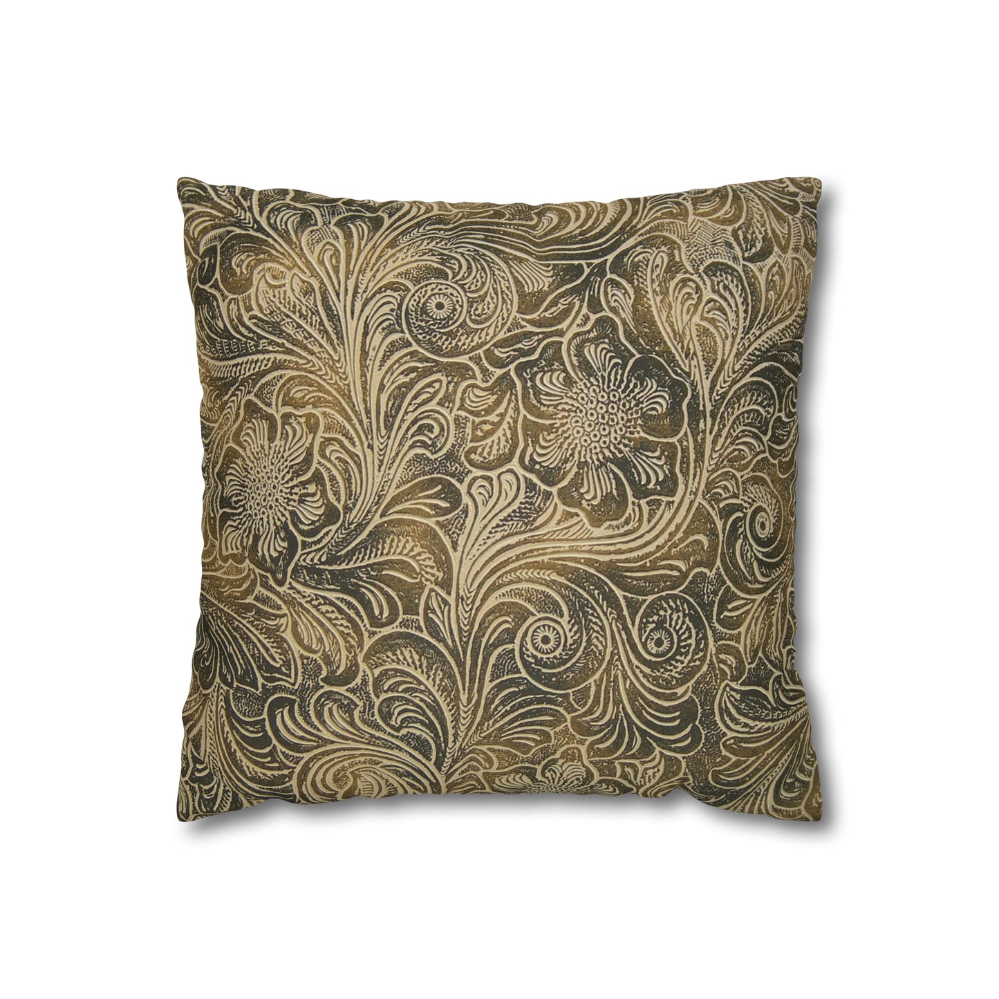 Western Leather Print Faux Suede Pillow Case