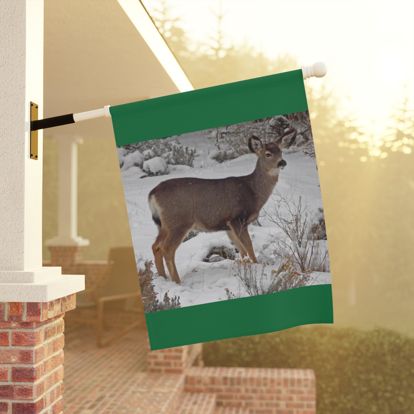 Snowy Deer Garden & House Banner
