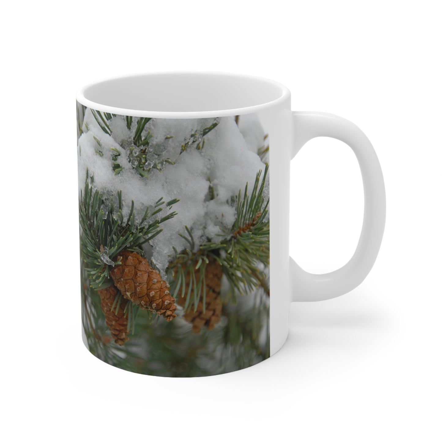 Snowy Fir Cones Ceramic Mug 11oz