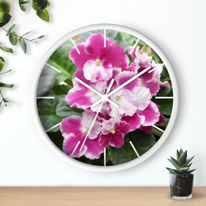 African Violet Framed Wall Clock