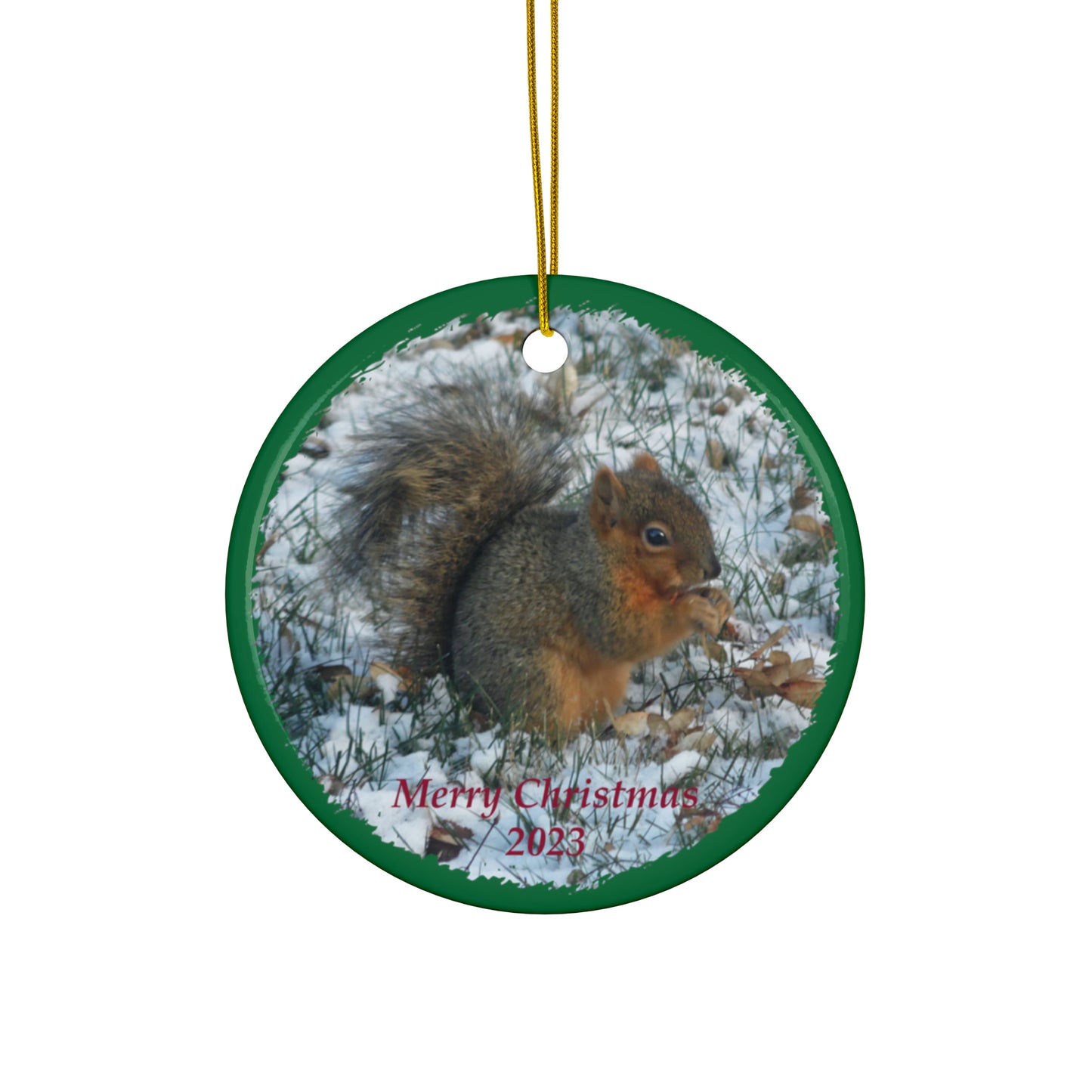 Winter Squirrel Merry Christmas 2023 Ceramic Ornaments
