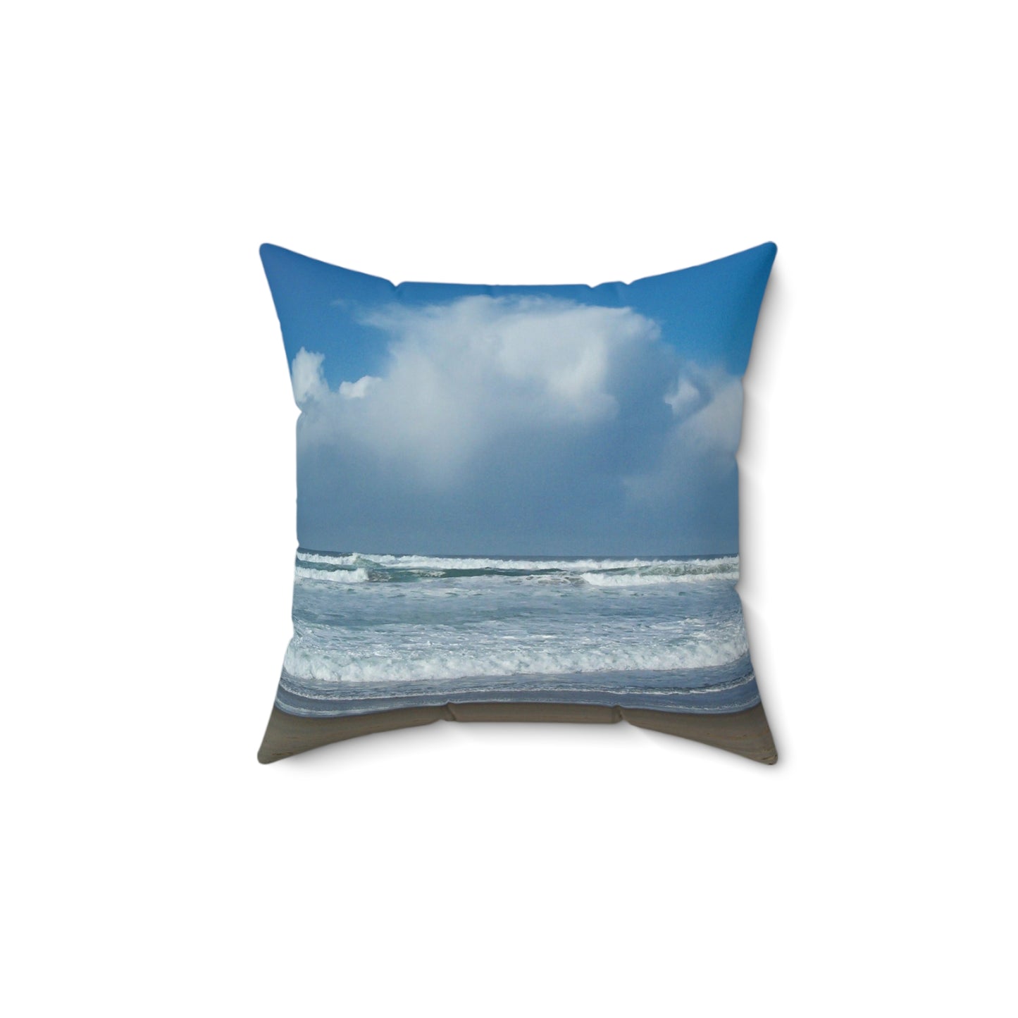 Blue Sky Beach Spun Polyester Square Pillow